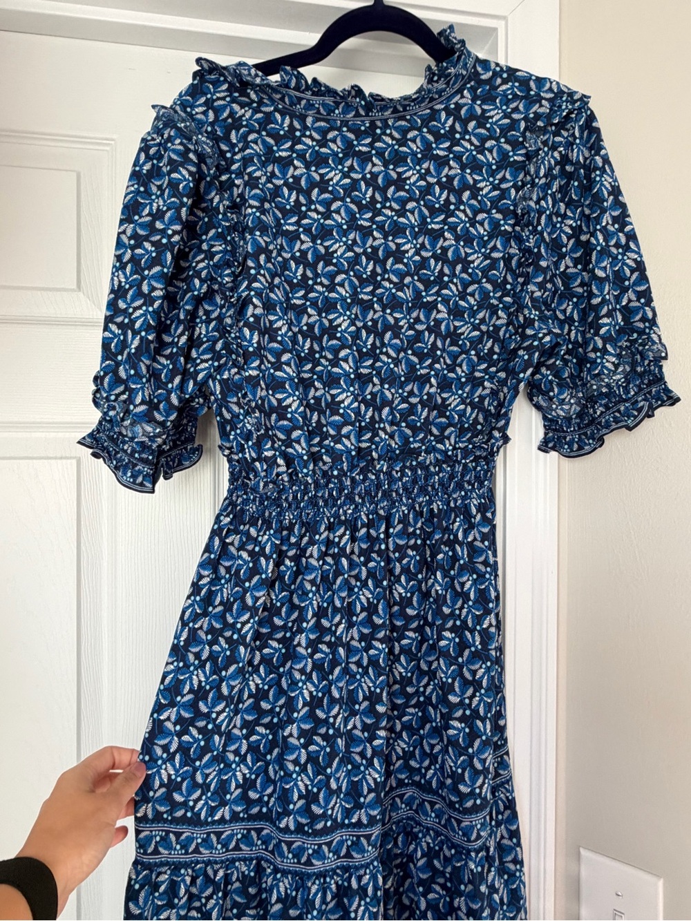Max Studio Blue Floral Ruffle V-Neck Maxi Dress - Picture 8 of 8